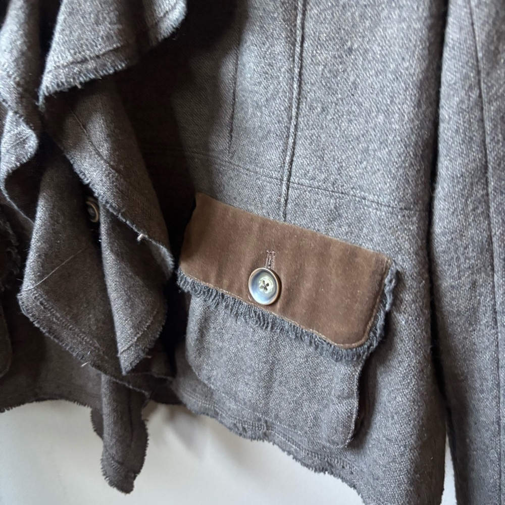 CAbi Brown Ruffled Wool Blazer - Picture 2 of 9